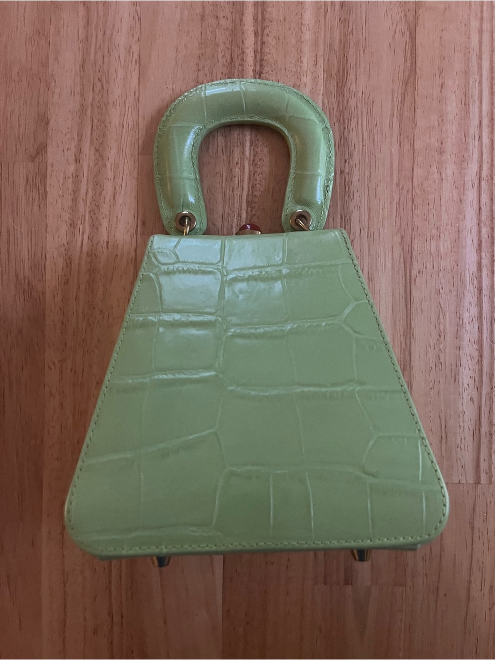 Green Croc-Embossed Top-Handle Women's Bag